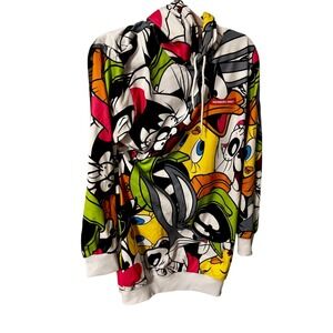 Looney Tunes x Members Only Hoodie Size L Colorful‎ Character all over Print